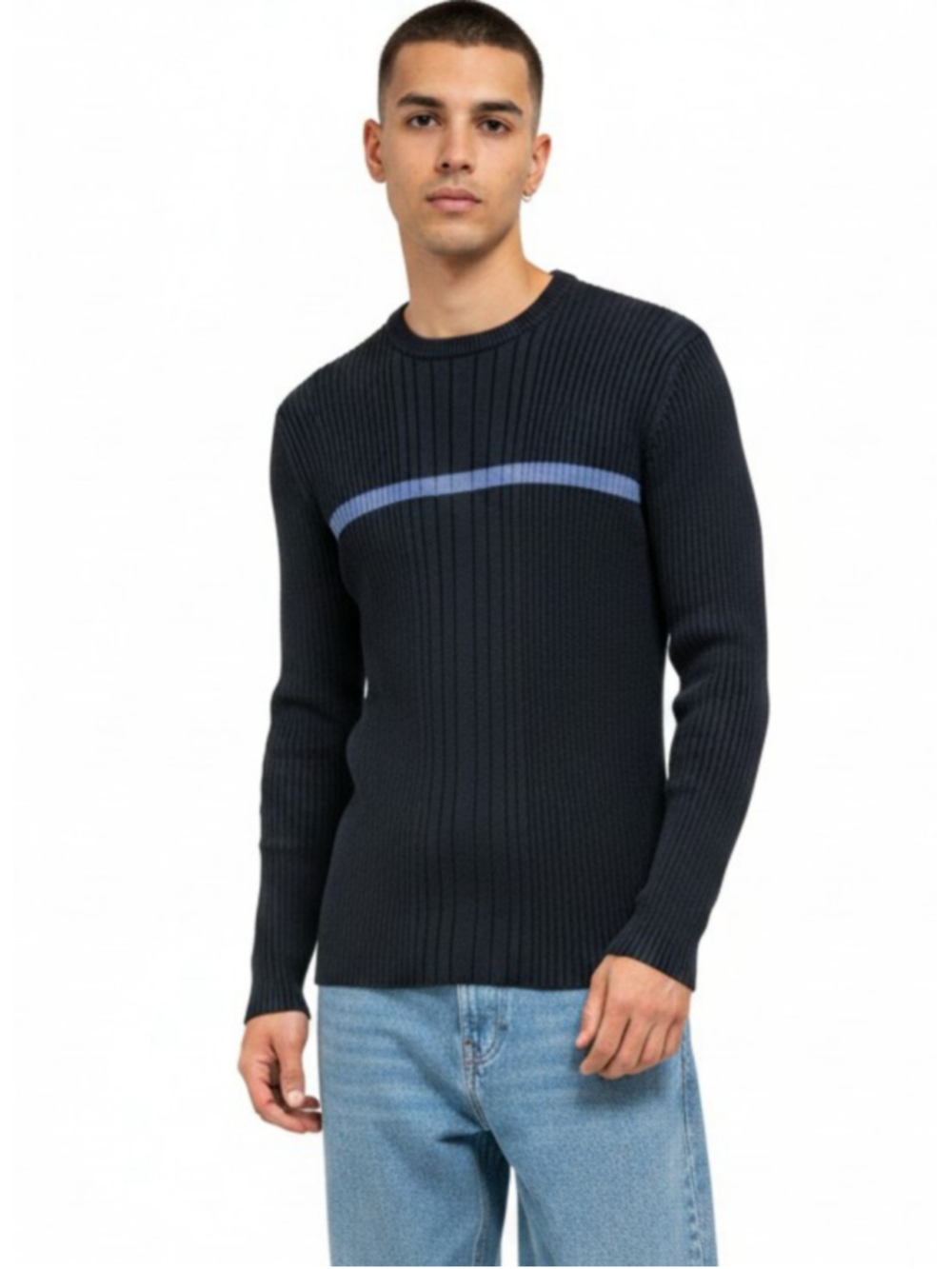 Aeropostale Navy Blue Ribbed Crewneck Sweater Medium
